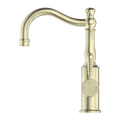 YORK BASIN MIXER HOOK SPOUT WITH METAL LEVER AGED BRASS