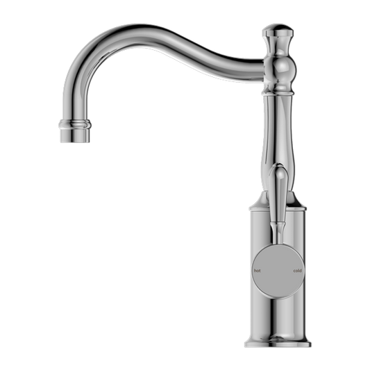 YORK BASIN MIXER HOOK SPOUT WITH METAL LEVER CHROME
