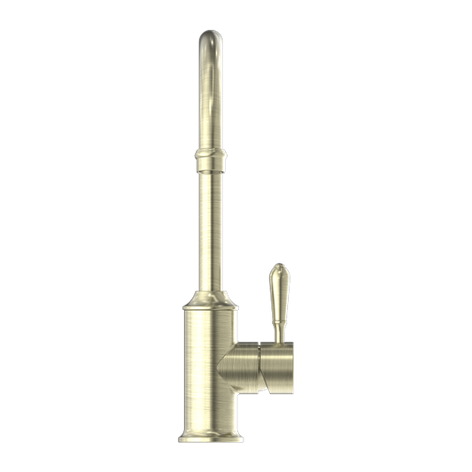 YORK KITCHEN MIXER GOOSENECK SPOUT WITH METAL LEVER AGED BRASS
