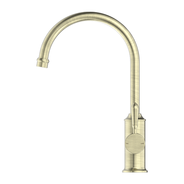 YORK KITCHEN MIXER GOOSENECK SPOUT WITH METAL LEVER AGED BRASS