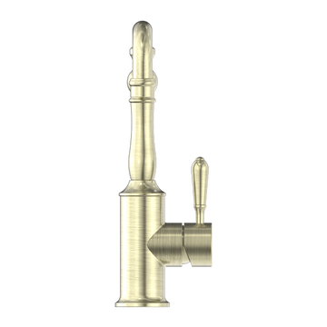 York Kitchen Mixer Hook Spout With Metal Lever Aged Brass — Gold & Brass, Kitchen Mixers & Taps
