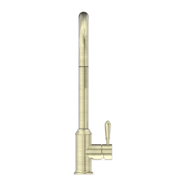 York Pull Out Sink Mixer With Vegie Spray Function With Metal Lever Aged Brass — Gold & Brass, Kitchen Mixers & Taps