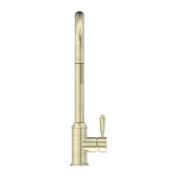 York Pull Out Sink Mixer With Vegie Spray Function With Metal Lever Aged Brass — Gold & Brass, Kitchen Mixers & Taps