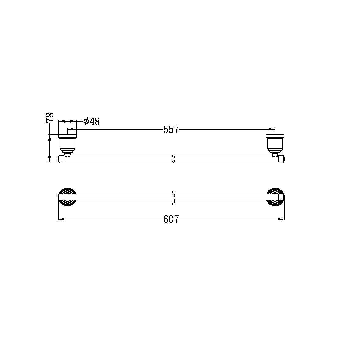 YORK SINGLE TOWEL RAIL 600MM MATTE BLACK