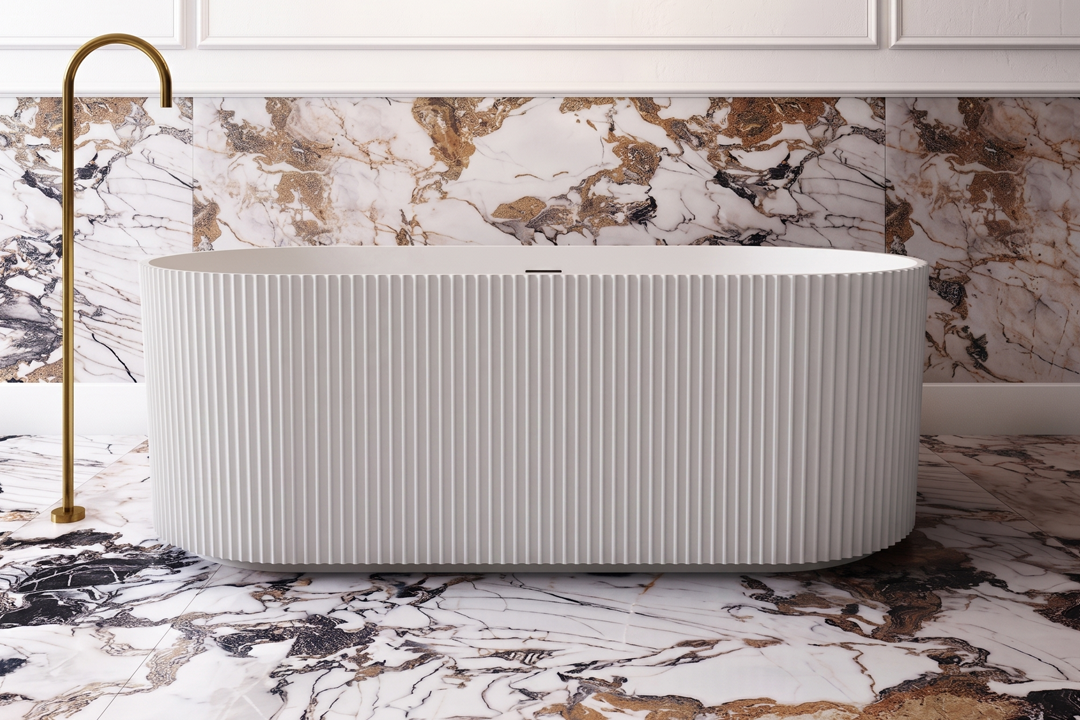V-Groove Round Bath Matte White