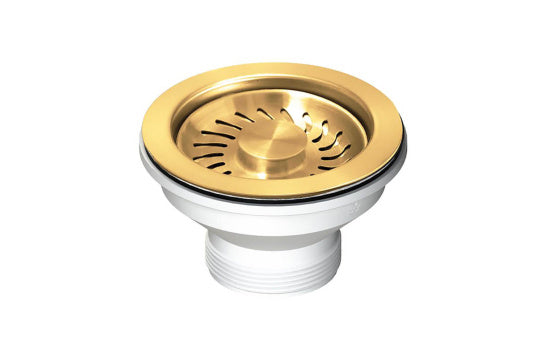 90 x 50mm Brushed Brass Basket Waste with Long Screw — Gold & Brass, Basin Parts & Accessories