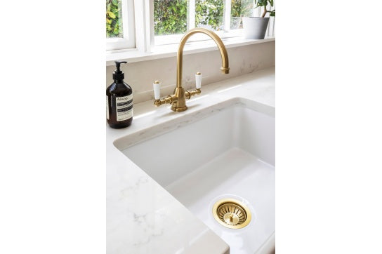 90 x 50mm Brushed Brass Basket Waste with Long Screw