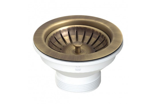 90 x 50mm Antique Brass Basket Waste with Long Screw