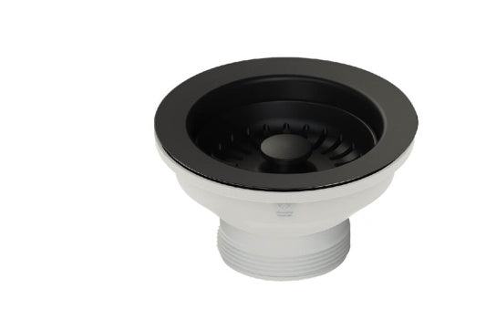 90 x 50mm Matte Black Basket Waste with Long Screw