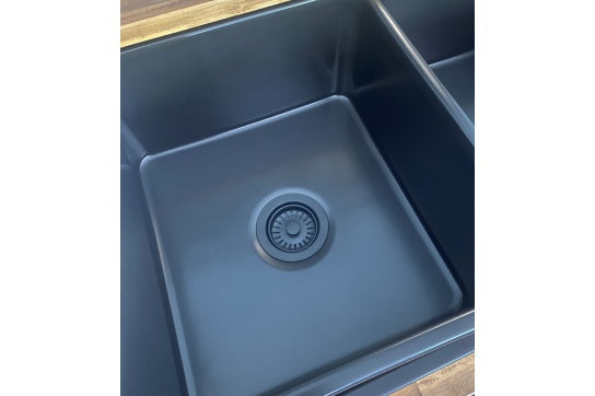 90 x 50mm Matte Black Basket Waste with Long Screw