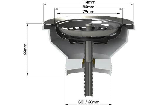 90 x 50mm Brushed Nickel Basket Waste with Long Screw