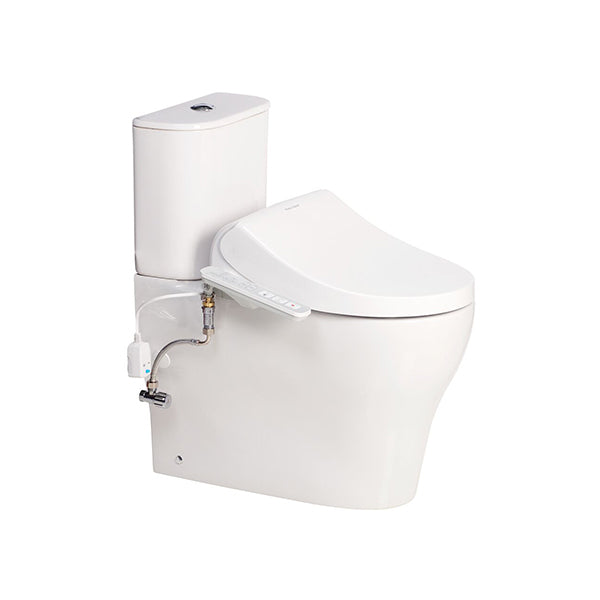 Cygnet Square HygieneRimless Close Coupled Back to Wall Bottom Inlet Suite with Spalet E-Bidet Seat