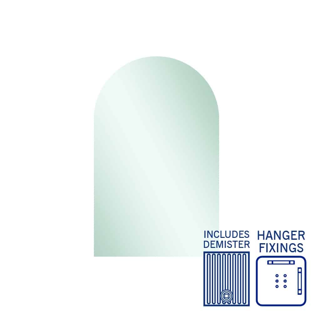 AC5080HND Church Shape Polished Edge Mirror with Hangers including demister