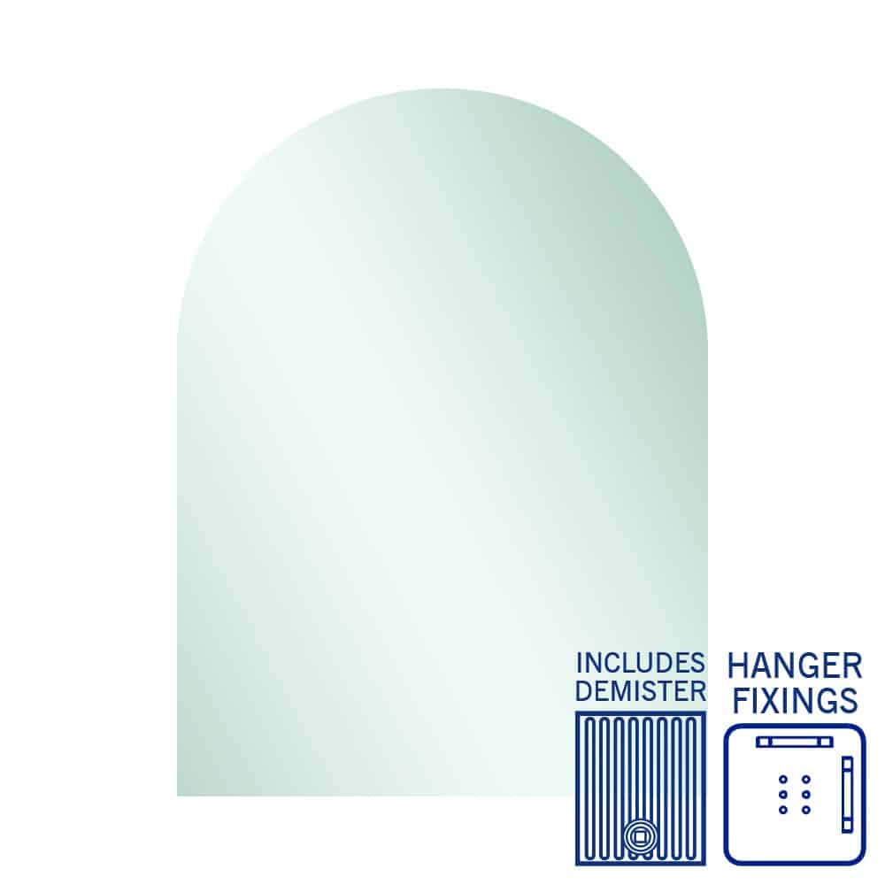 AC7510HND Church Shape Polished Edge Mirror with Hangers including demister
