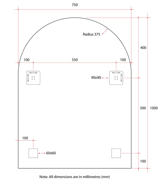 AC7510HN Church Shape Polished Edge Mirror with Hangers