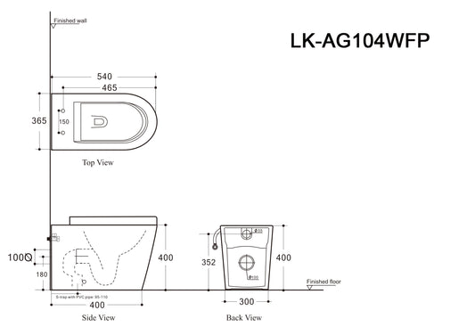 Agena Rimless Wall Faced Floor Toilet Pan LK-AG104WFP