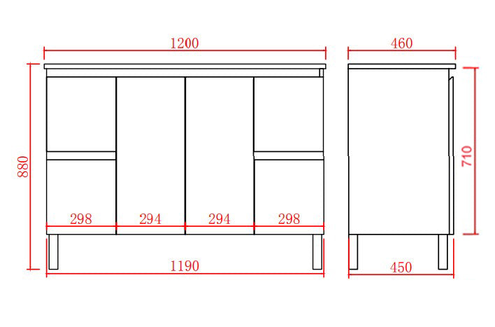 Alpha Free Standing PVC Vanity with soft closing LK-AL124L