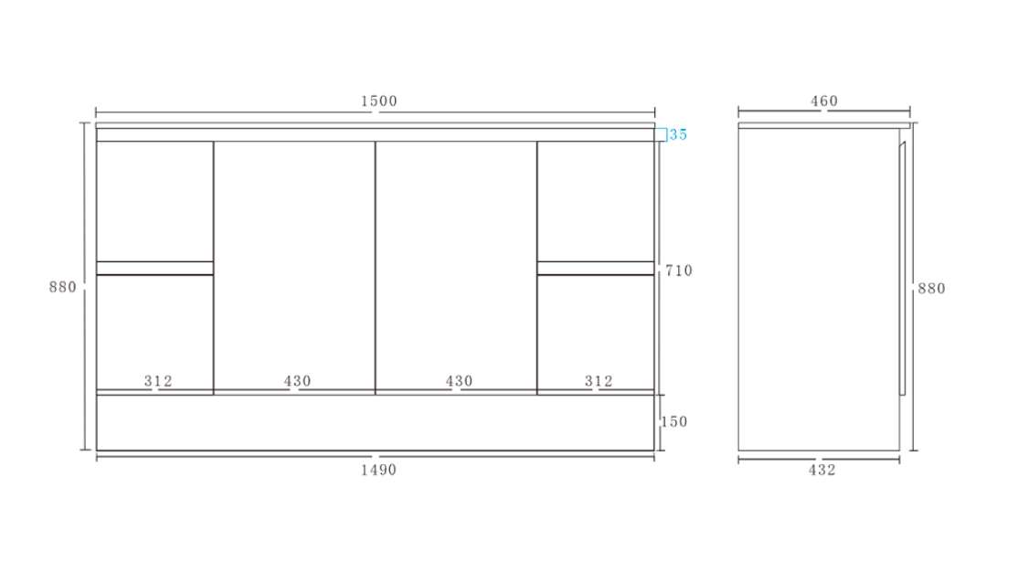 Alpha Free Standing PVC Vanity with soft closing LK-AL154K