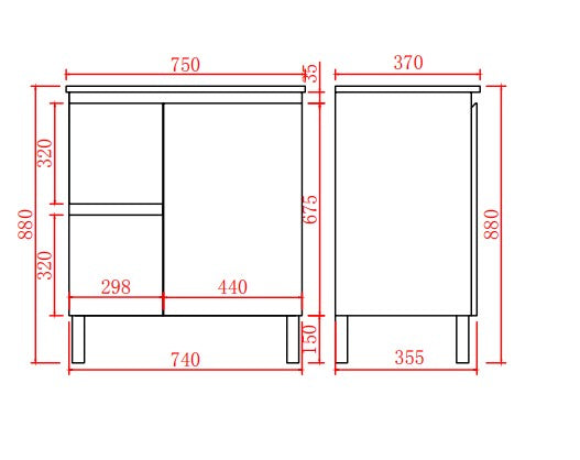 Alpha Ensuite Free Standing PVC Vanity Ensuite Gloss White LK-AL73LL