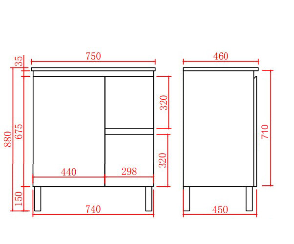 Alpha Free Standing PVC Vanity with soft closing LK-AL74RL