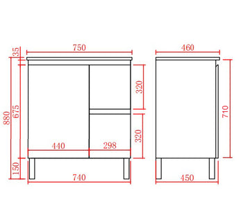 Alpha Free Standing PVC Vanity with soft closing LK-AL74RL