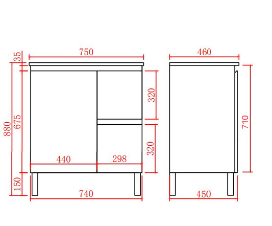 Alpha Free Standing PVC Vanity with soft closing LK-AL74RL