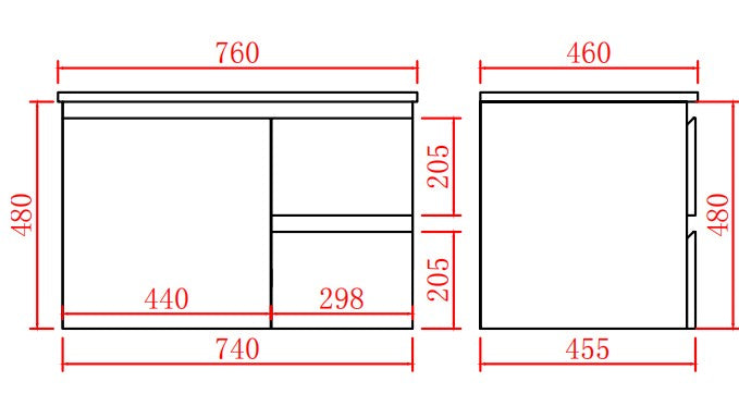 Alpha Wall Hung PVC Vanity with soft closing LK-AL74RW