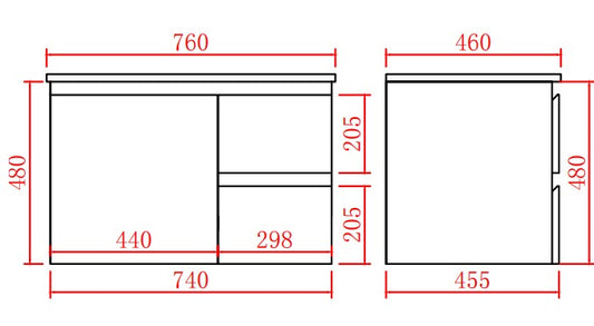Alpha Wall Hung PVC Vanity with soft closing LK-AL74RW