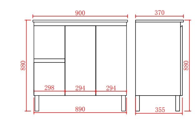 Alpha Ensuite Free Standing PVC Vanity Ensuite Gloss White LK-AL93LL