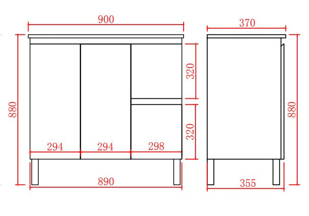 Alpha Ensuite Free Standing PVC Vanity Ensuite Gloss White LK-AL93RL