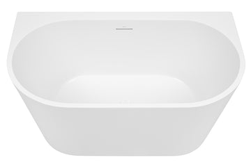 Alegra 1400 Back-To-Wall Freestanding Bath with Integrated Overflow — White Baths, Acrylic Baths, Back to Wall & Corner Baths