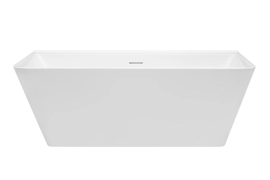 Aria 1500/1700 Back-To-Wall Freestanding Bath with Integrated Overflow — White Baths, Acrylic Baths