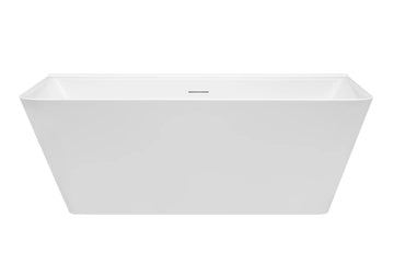 Aria 1500/1700 Back-To-Wall Freestanding Bath with Integrated Overflow — White Baths, Acrylic Baths