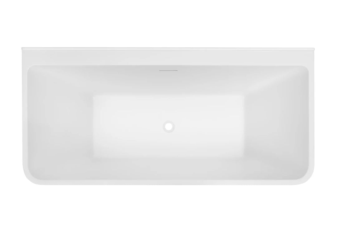 Aria 1500/1700 Back-To-Wall Freestanding Bath with Integrated Overflow — White Baths, Acrylic Baths