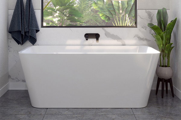 Aria 1700 Back-To-Wall Freestanding Bath — White Baths, Acrylic Baths, Back to Wall & Corner Baths, Rectangular Baths