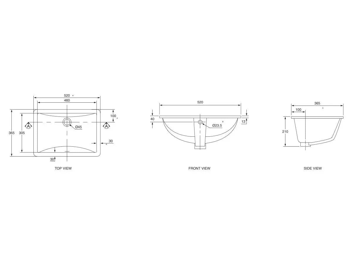 Cygnet 550 Undercounter Basin - Overflow