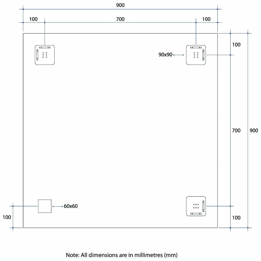 MS9090HN Rectangle 25mm Bevel Edge Mirror