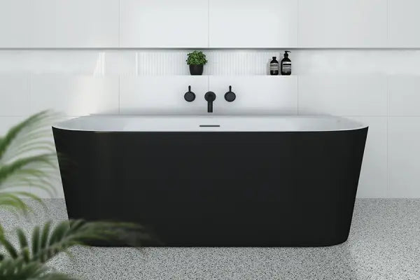 ALEGRA 1700 BACK-TO-WALL FREESTANDING BATH - OVERFLOW - BLACK & WHITE