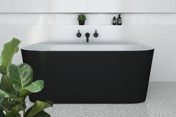 Alegra 1700 Back-To-Wall Freestanding Bath (Black) — Acrylic Baths, Back to Wall & Corner Baths, Rectangular Baths