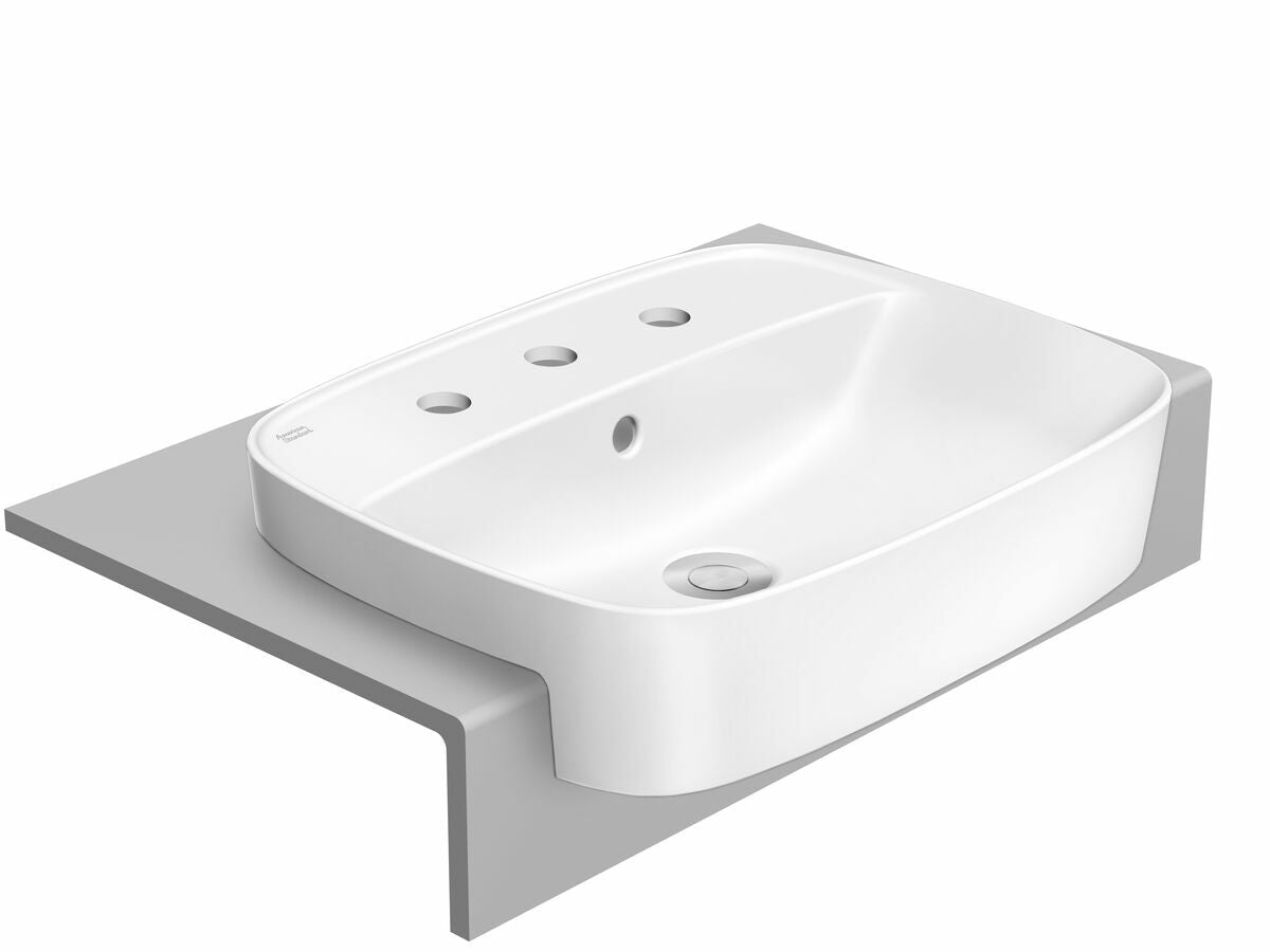 Signature 550 Semi Recessed Basin - 3 Tap Hole - Overflow