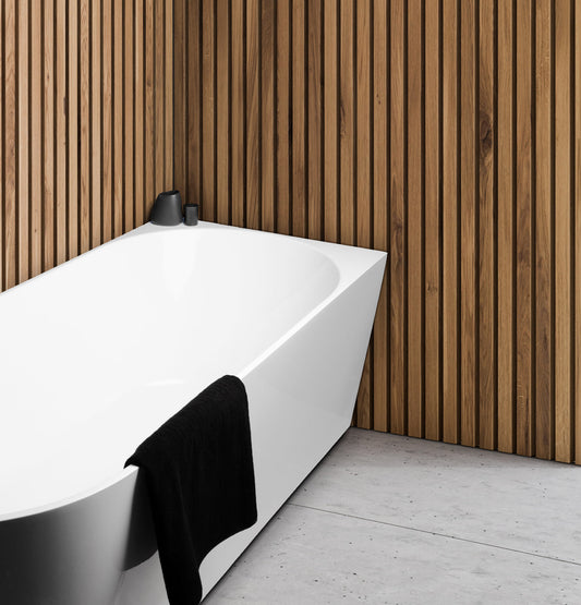 Auris Corner Back to Wall Bathtub - Gloss White