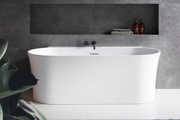 Aurora 1500-1700 Back To Wall Freestanding Bath — White Baths, Acrylic Baths, Back to Wall & Corner Baths, Oval Baths
