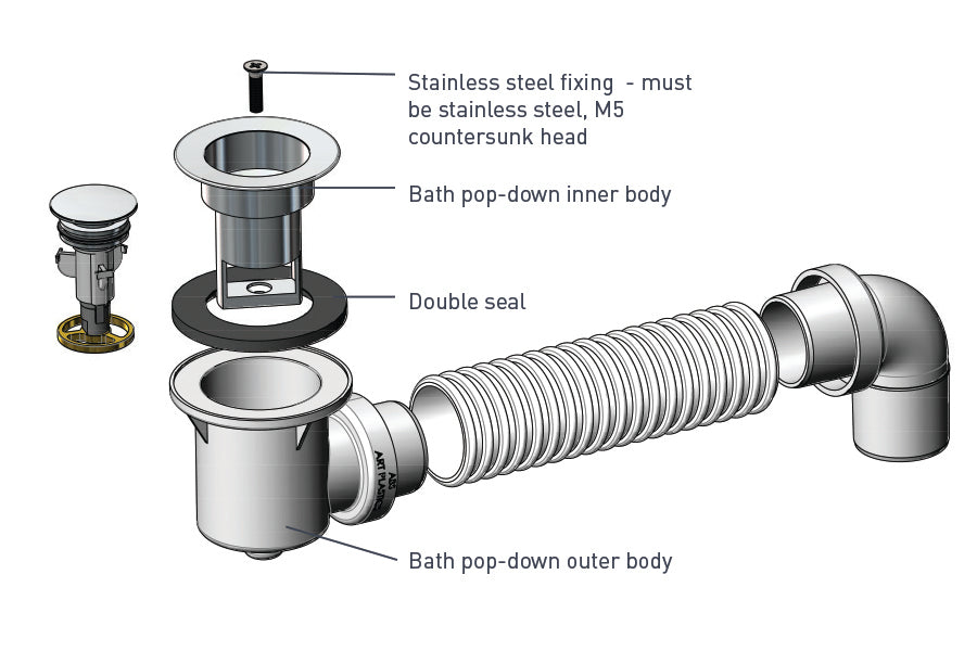 Bath Pop-Down Waste & Flexi Connector — Spare Parts