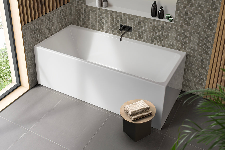 Bianco Back-to-Wall / Corner Freestanding Bath — White Baths, Acrylic Baths, Rectangular Baths