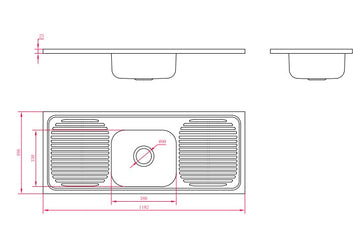 Stainless Kitchenette/Laundry Sink BK446D — Chrome & Stainless, Single Bowl Sink