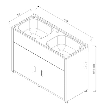 Double 90L Laundry Tubs BK90L-D