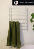 BS44MW Satin White Round Ladder Heated Towel Rail