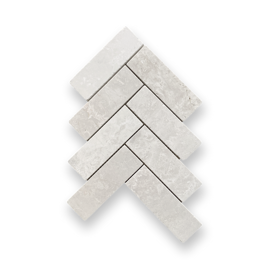 BALMAIN BOTTOCINO LIMESTONE TUMBLED NATURAL STONE HERRINGBONE MOSAIC