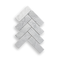 BALMAIN CARRARA MARBLE TUMBLED NATURAL STONE HERRINGBONE MOSAIC