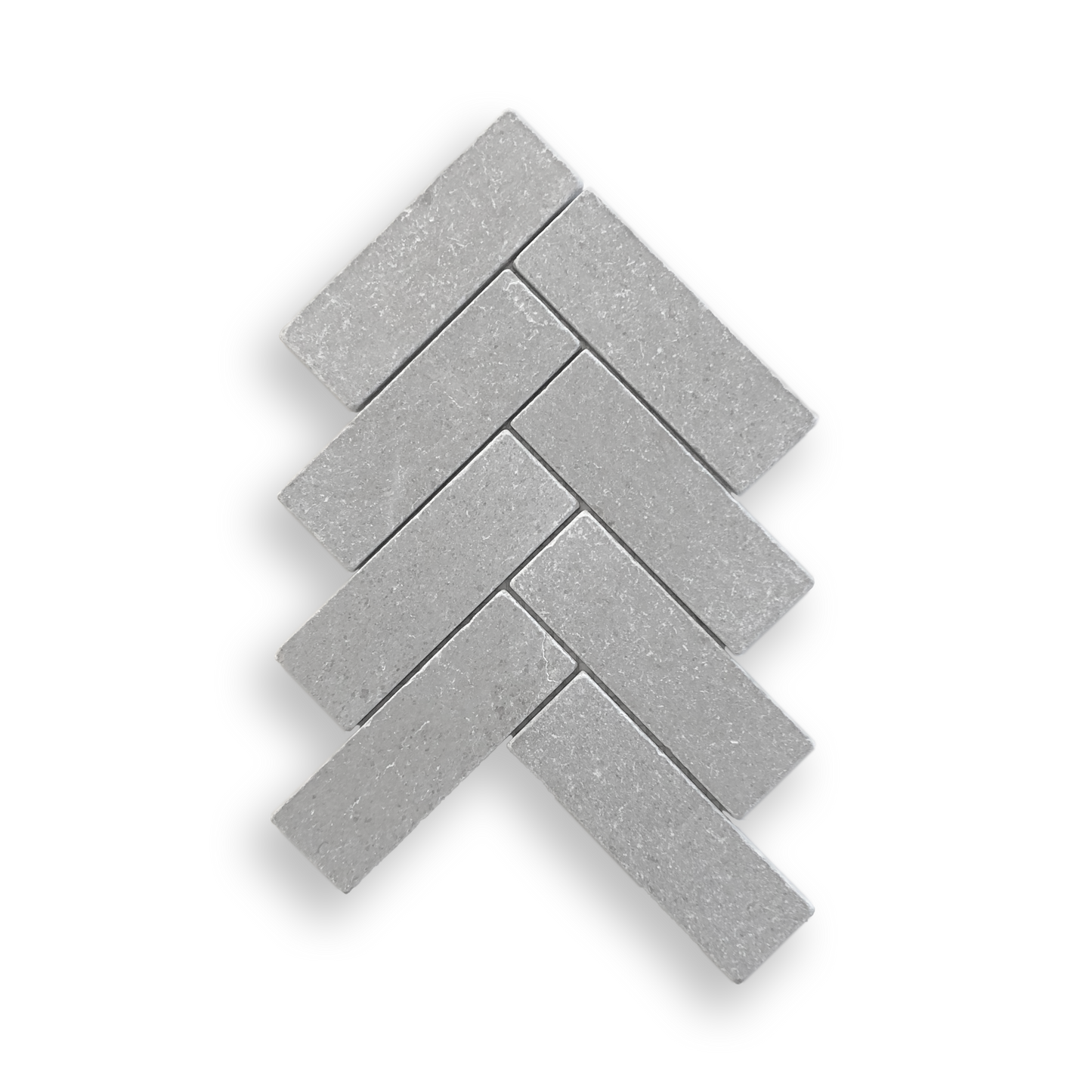 BALMAIN CINDER GREY TUMBLED NATURAL STONE HERRINGBONE MOSAIC
